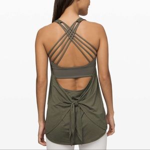 Lululemon tied in energy 2 in 1 tank sage color